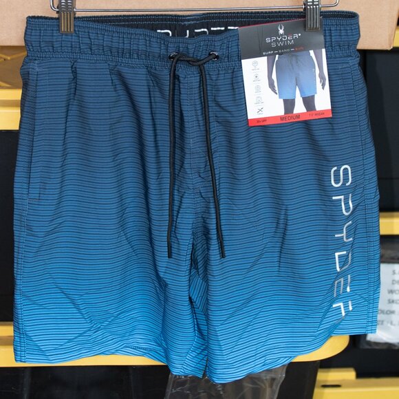 - SPYDER Mens Swim Shorts Blue, L 30+UPF‎ Inseam 7.5" 4-Pockets Zipper